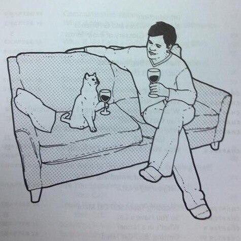 Мужик с котом на диване