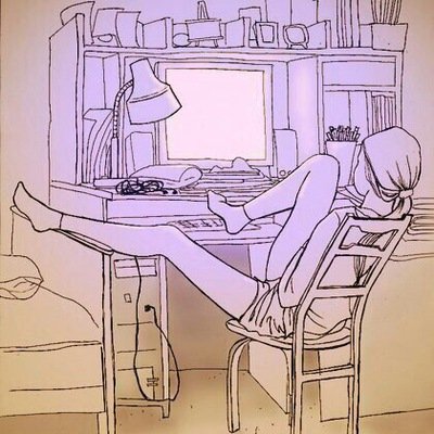 Человек за компьютером рисунок