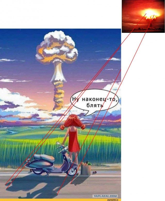 Девочка на фоне ядерного взрыва