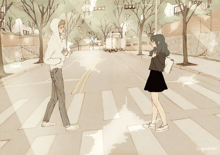 Аниме девушка проходит мимо