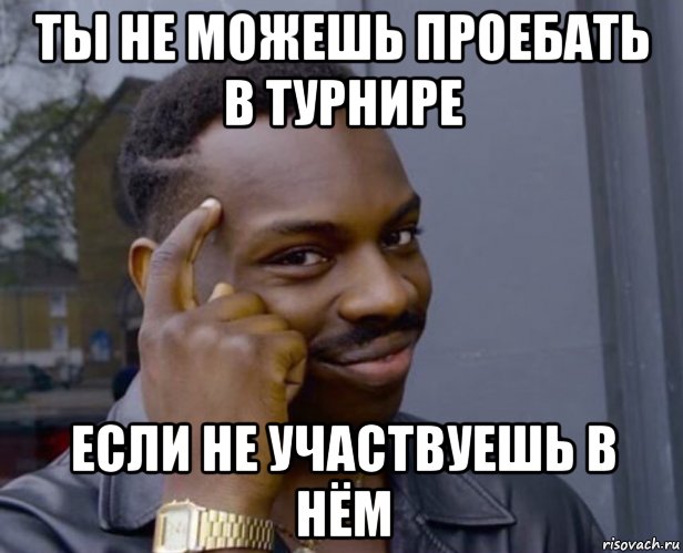 Негр показывает на висок