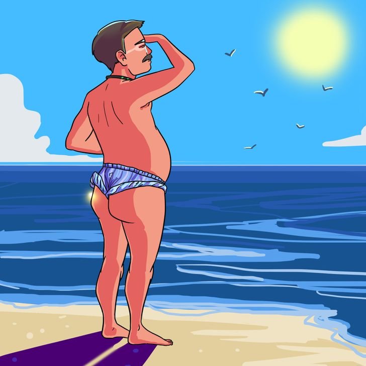 Карикатура на загорающих