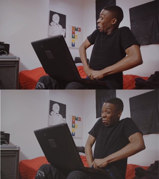 Негр с рукой в штанах