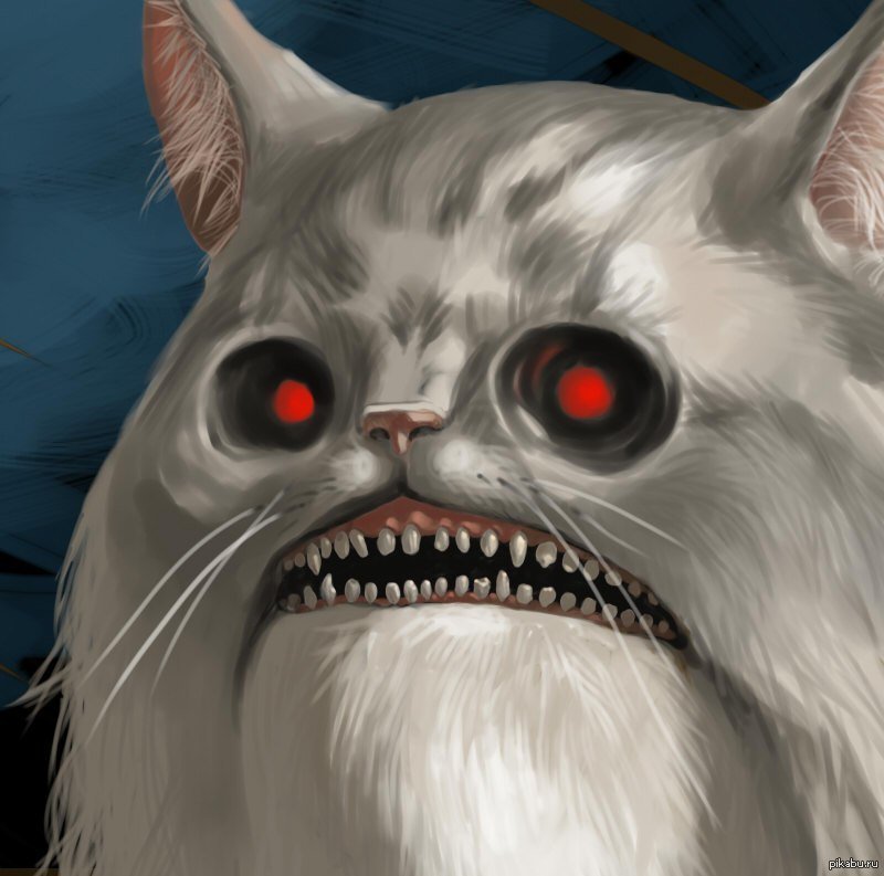 Страшный белый кот