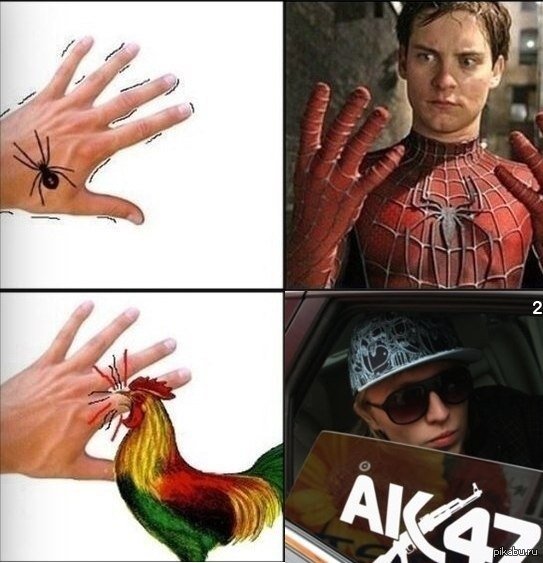 Человек паук петух