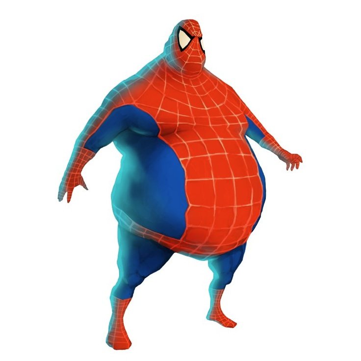 Толстый чел в костюме человека паука