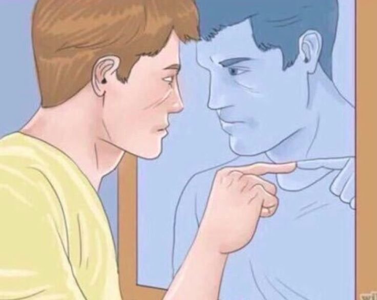 Смотрит в зеркало Мем