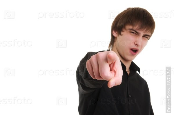 Человек показывает пальцем на тебя