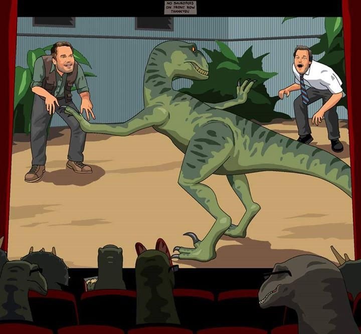 Динозавры и люди парк Юрского периода