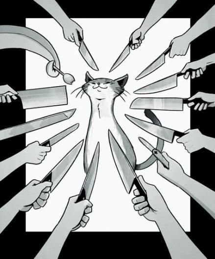 Кот с ножами вокруг