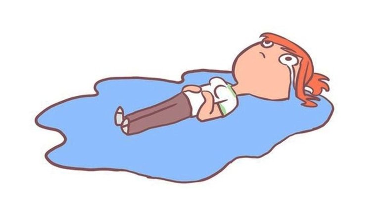 Лежащий человек в луже слез