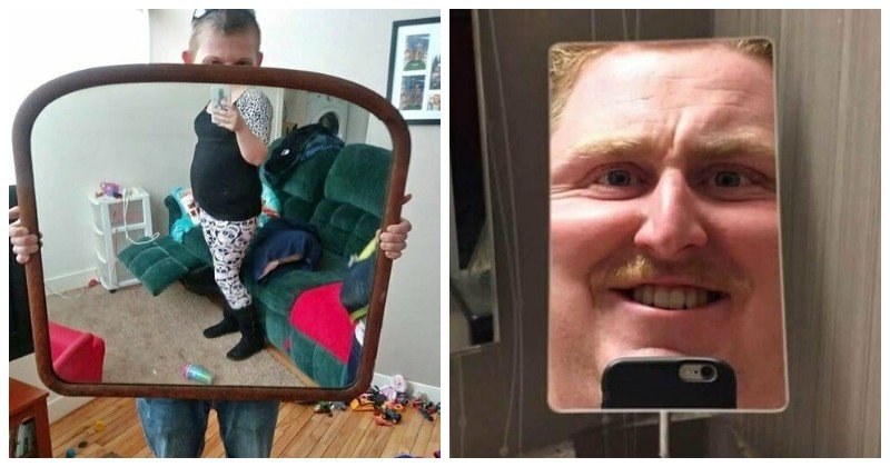 Мужик в костюме и зеркало