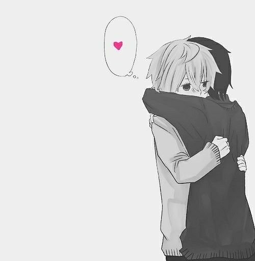 Аниме парень обнимает девушку