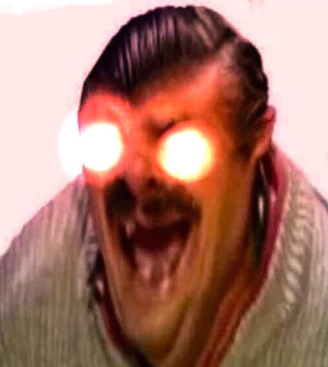 Чувак с горящими красными глазами