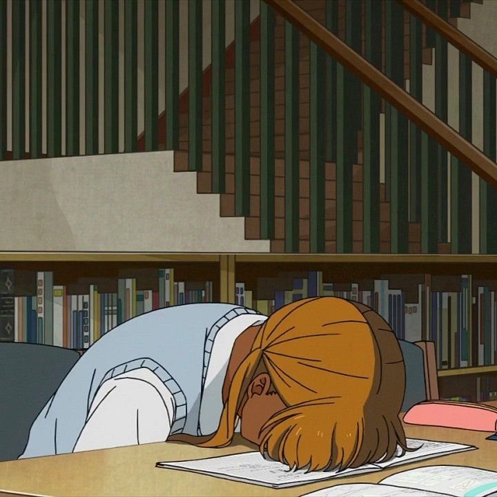 Уставшая аниме девушка