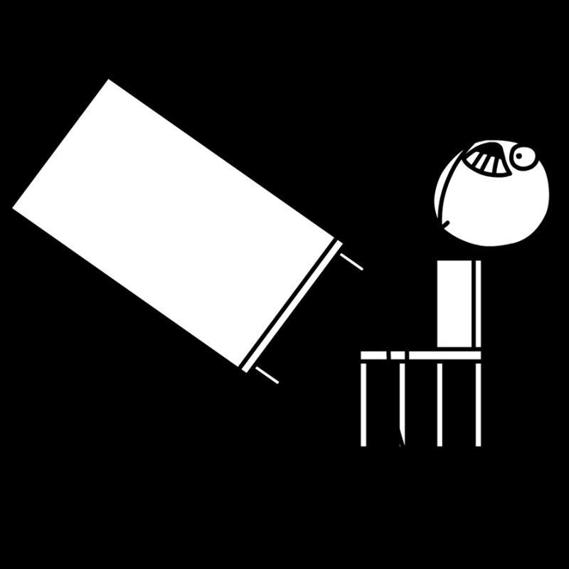 Переворачивает стол