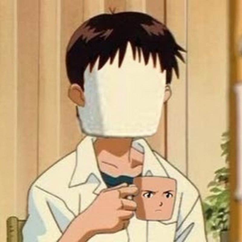 Синдзи Икари с кружкой