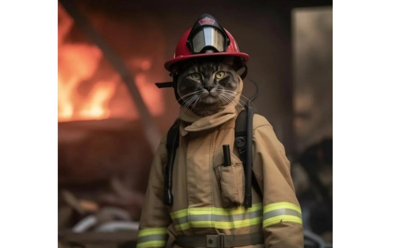 Кот в пожарной форме