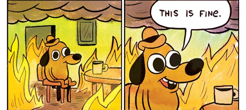 Собачка горит Мем