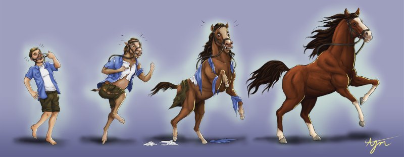 Человек превращается в лошадь