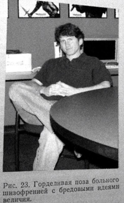 Поза больного шизофренией с бредовыми