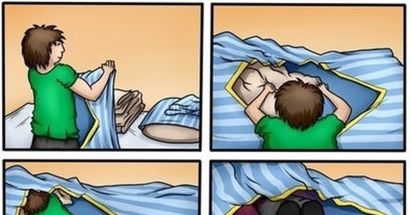 Заправка одеяла в пододеяльник смешное