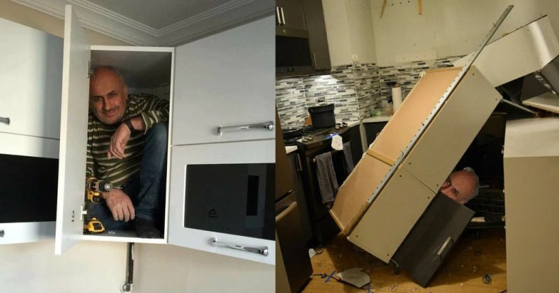 Мужик в кухонном гарнитуре