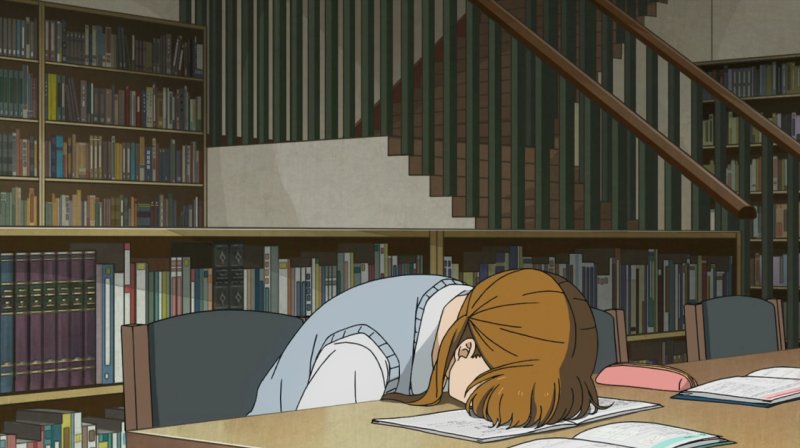 Уставшая аниме девушка