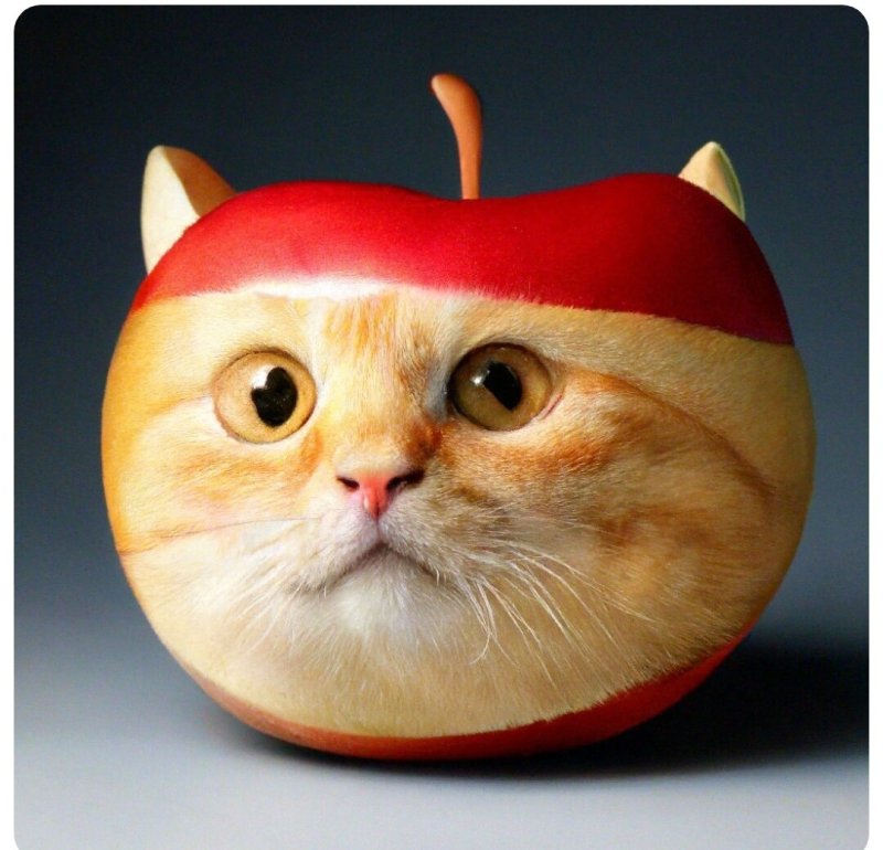 Кот в виде яблока