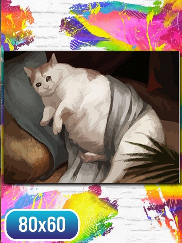 Грустный уставший толстый кот