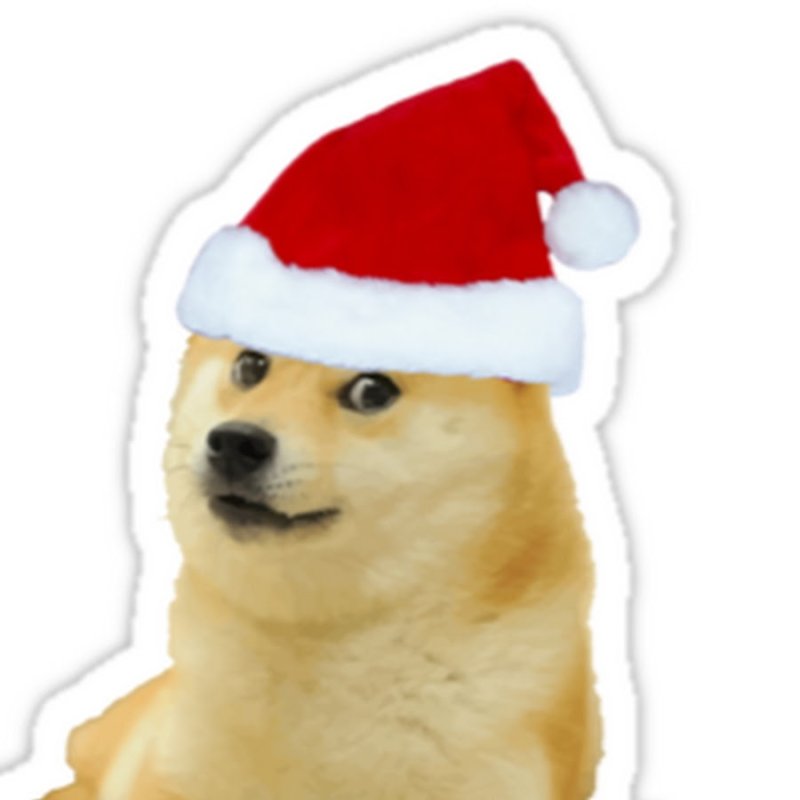 Собака в новогодней шапке из мема