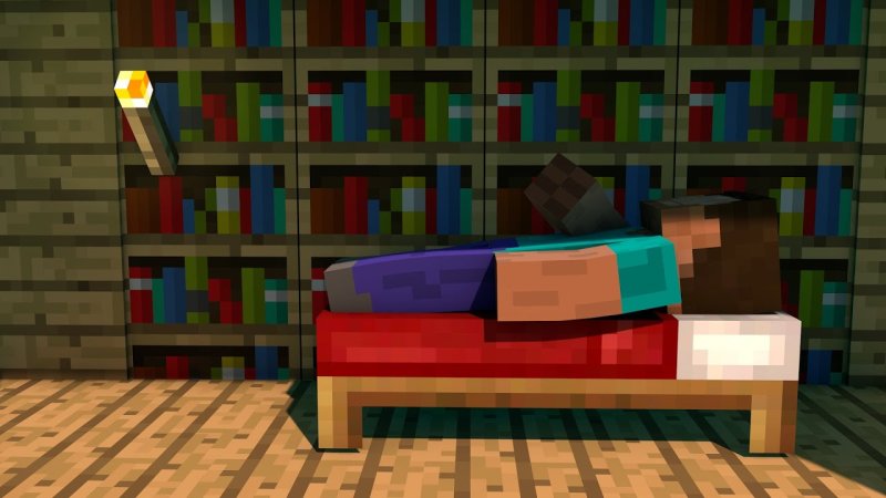 Майнкрафт Стив спит