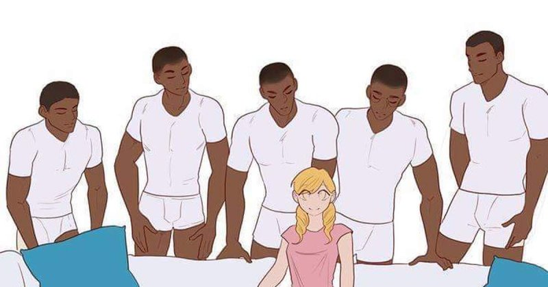 Белый диван и 5 негров