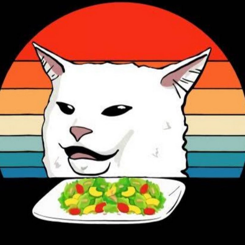 Мем с котом за столом