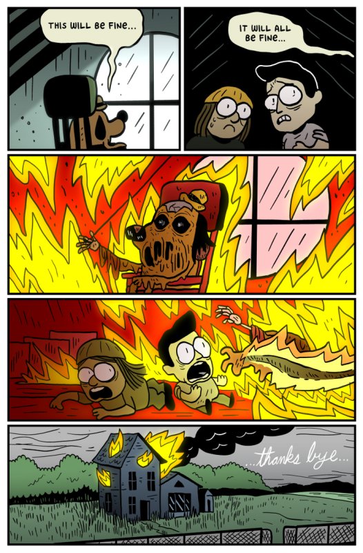 Комикс собака в огне