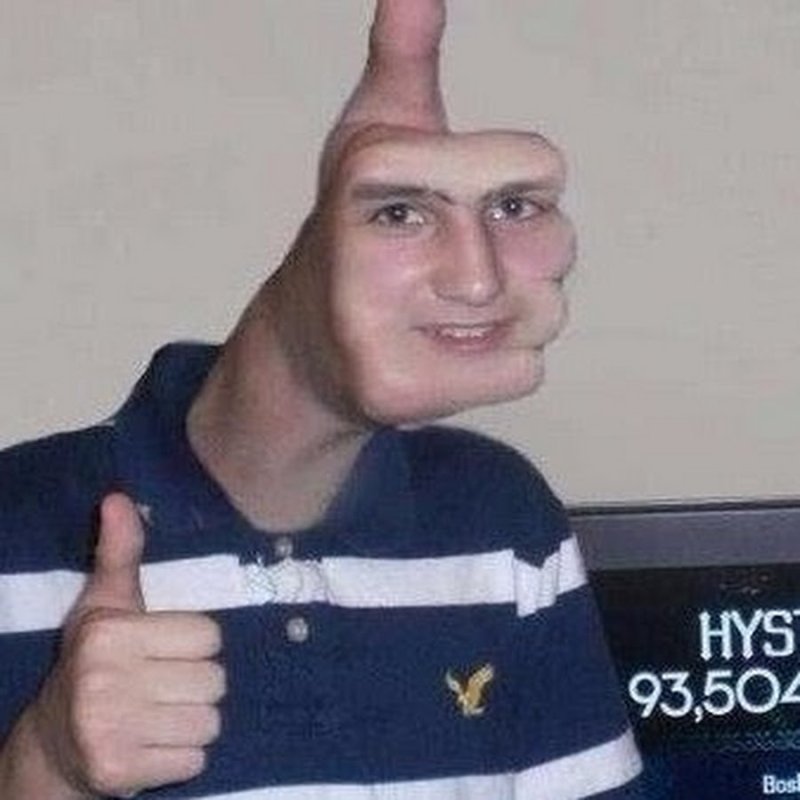 Большой палец с лицом