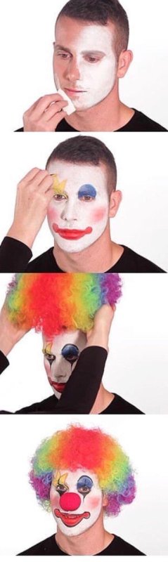 Парень красится в клоуна