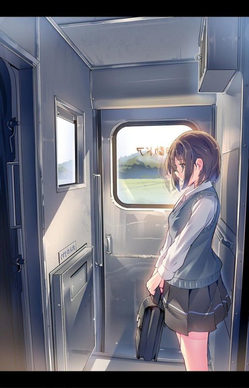 Аниме девочка в поезде