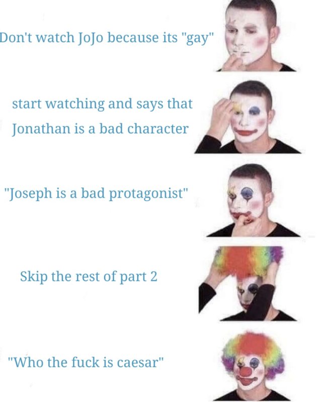 Мужчина красится в клоуна