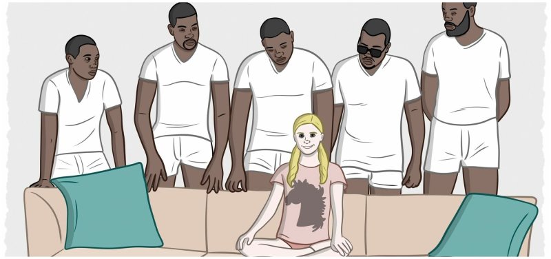 Негры вокруг девушки