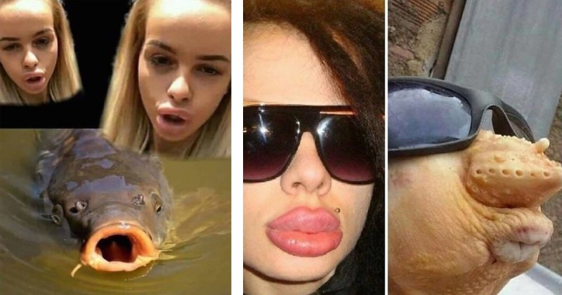 Смешные девушки с накаченными губами