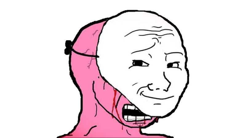 Wojak улыбается под маской