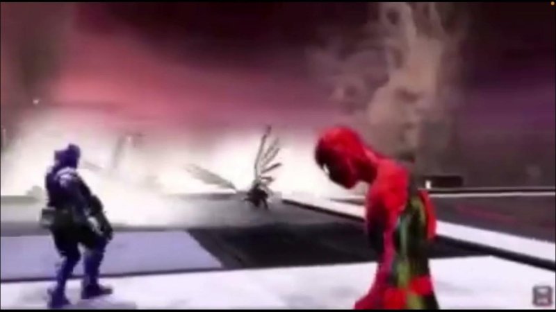 Человек паук идёт по крыше Мем