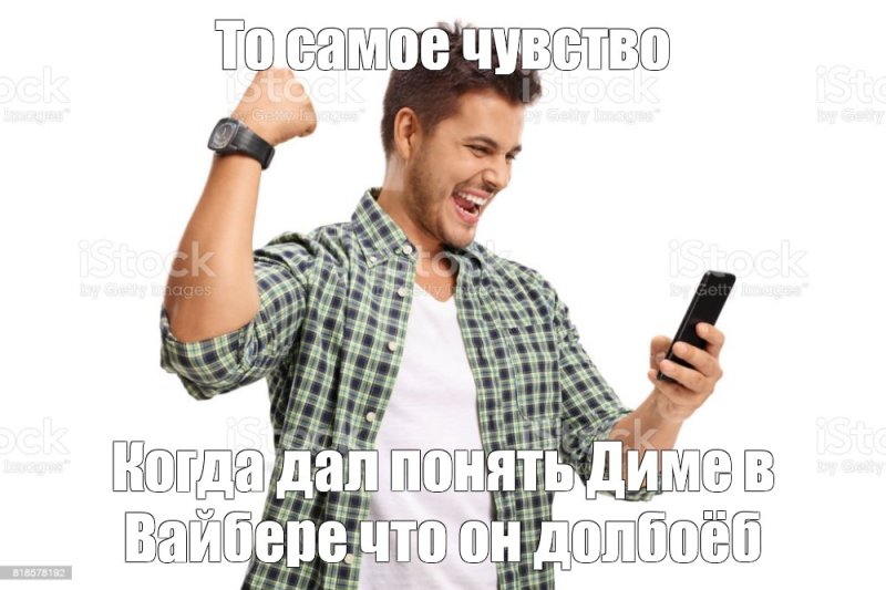 Держит телефон Мем