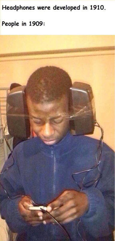 Наушники скотчем к голове