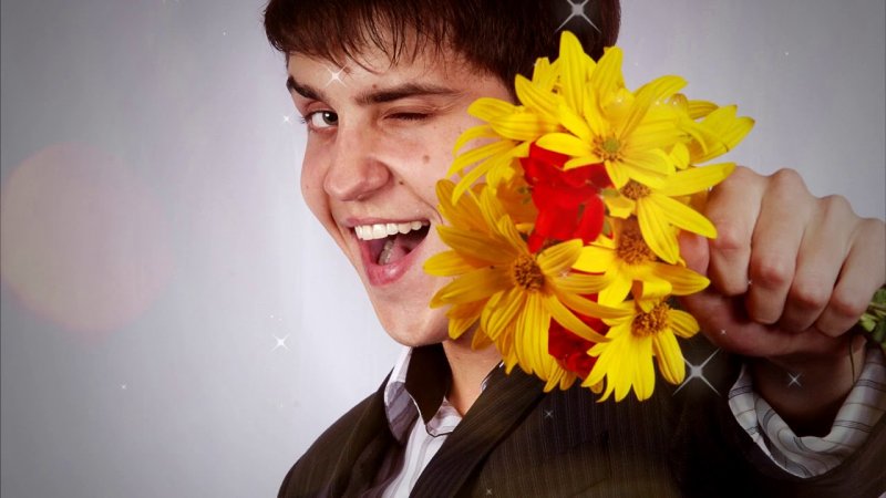 Мужчина с цветами