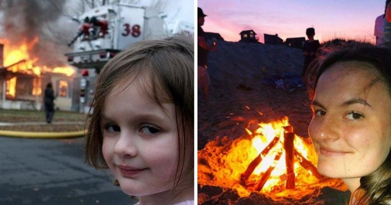 Девочка с горящим домо