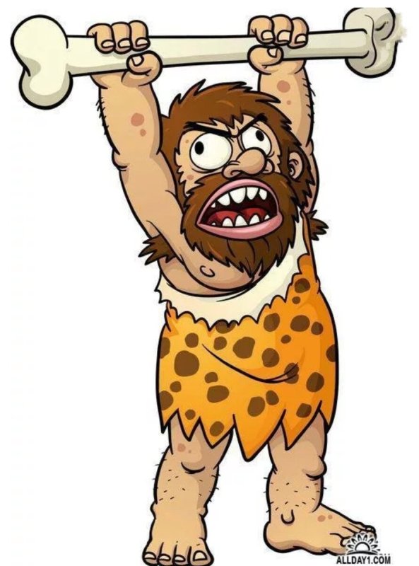 Доисторический человек с дубиной