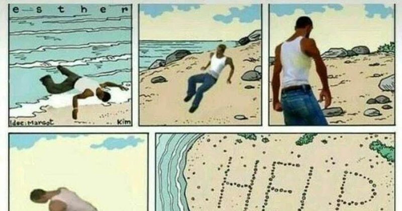 Мем help на острове