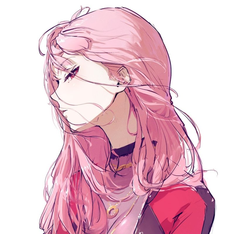 Девушка с розовыми волосами арт